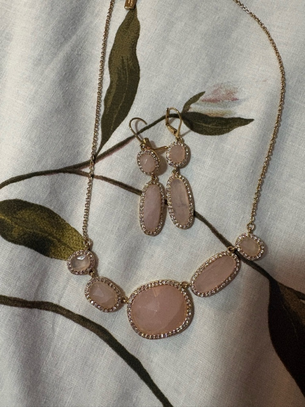 kate spade Gold-Tone Necklace and Drop Earrings with Blush Pink Stones